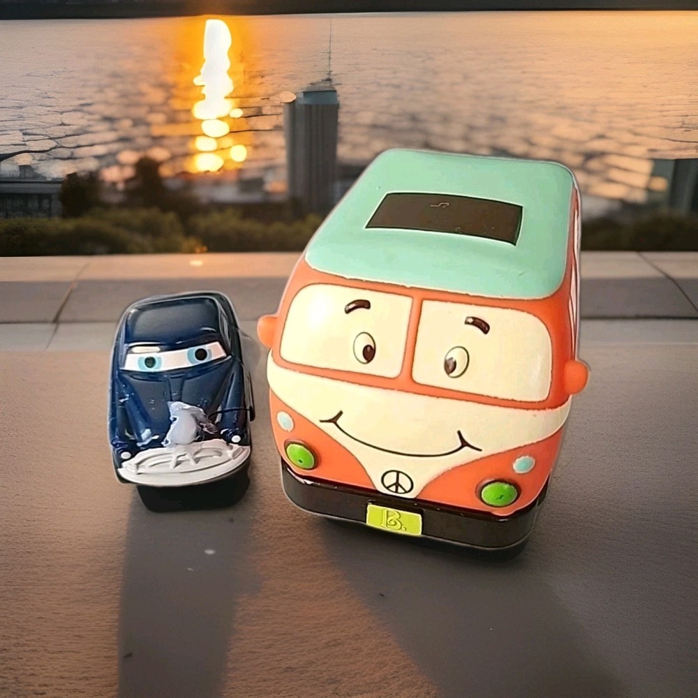 Doc Hudson & My B Toys Pull Back 1970 VW Bus Groovy Van Mini Wheeee-ls!‎ Battat